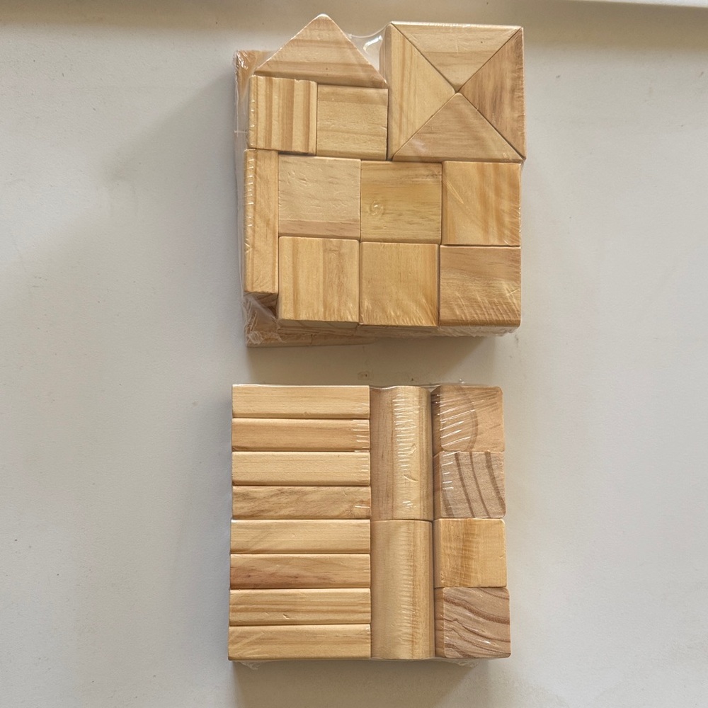 Natural Wooden Puzzle Blocks Set - Light Wood